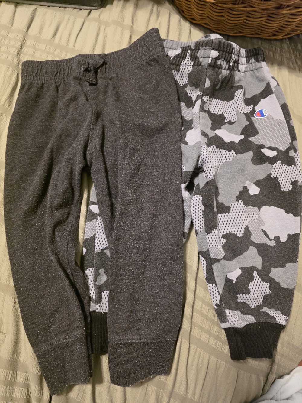 Champions Kids Charcoal & Gray Camo Jogger Pants & Garanimals Grey Jogger Pants.